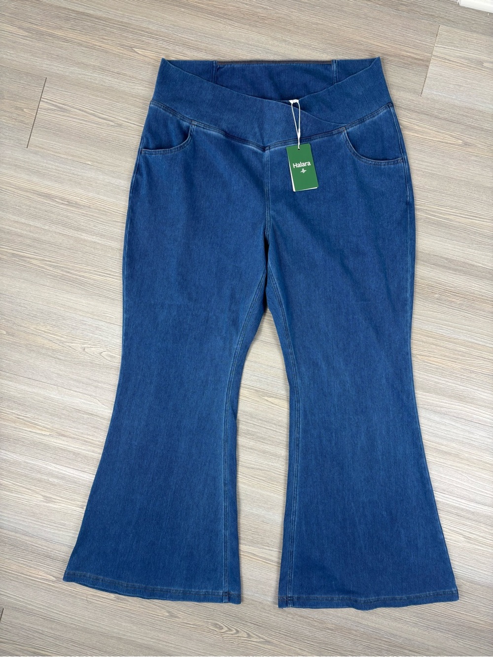 HALARA Dark Blue Wide Leg Flare Jeans